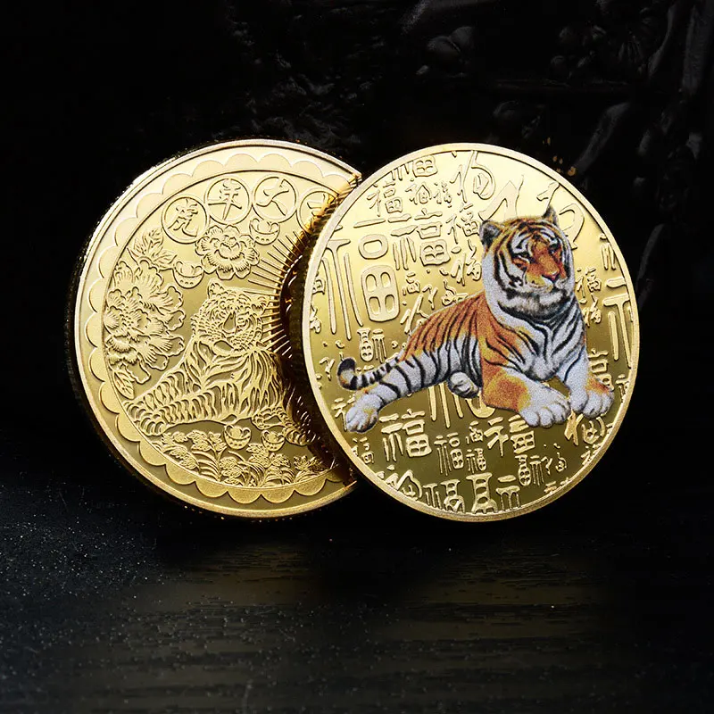 1БР Творчески Спомен 2022 Китай на Нова Година Тигър Монета, Отломък Глод Възпоменателна Монета са подбрани Тисненая Метална Рана Икона за Подарък