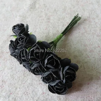 1,5 СМ мини букет от черничеви черни хартиени рози, аксесоари за scrapbooking, boutonniere, украса за кутия бонбони, венец,