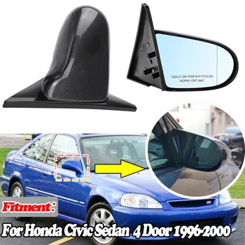 1 чифт Автомобилни Страничните Огледала за задно виждане За Honda За Civic 4Dr Седан 1996 1997 1998 1999 2000 въглеродни влакна Вид/Лъскаво Черен Стил Лъжици