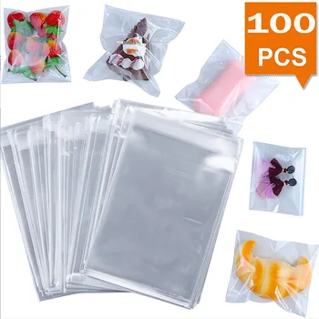 100 бр прозрачни пластмасови опаковки за сватбени партита opp подарък пакет торбички за опаковане на бисквитка прозрачни найлонови торбички
