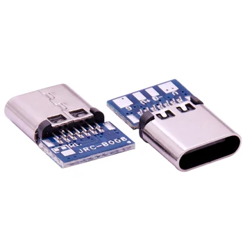 10ШТ Конектор Micro USB 2.0 Type C 14 Пинов Конектор Изход През Дупки Печатна платка 180 Вертикален Екран, USB