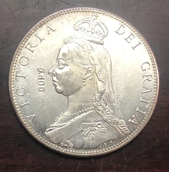 1887 Великобритания 1/2 Корона-Копие монети Виктория, Покрита със Сребро