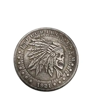 1921 година Морган Пътуващ Скитник Монета Череп Писалка Колекция Бижута на Дома Възпоменателна Монета Ретро Занаят, Подарък 1 БР.