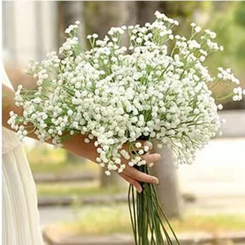 1бр 52 см бяла изкуствена гипсофила букет от цветя, сватба, рожден ден декорация на дома градина изкуствени цветя
