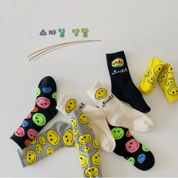 2022 есенни цветни чорапи с анимационни смайликом и приливите и отливите, чорапи за момчета и момичета, детски чорапи-тръба
