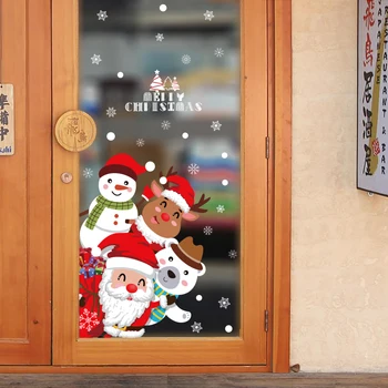 2022 Коледни Стикери За Стена Коледна Украса на Прозорци Дядо Коледа е Начало Декор на PVC Винилови Стикери За Стена Модно Декорация на Дома
