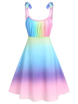 2022 Нови Модни Приталенные Рокли с Дължина До Коляното Пастельного Цвят, Ярко Клоунское рокля Дантела, Преливащи Приталенное Рокля За Лятото
