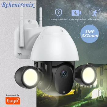 3-Мегапикселова Външна Прожекторная Камера за Сигурност на Hristo WiFi Куполна IP Камера Цветна Безжична PTZ камера Водоустойчива Камера за Нощно Виждане
