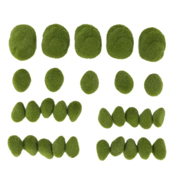 30ШТ 3 Размер на Изкуствени камъни от Мъх Декоративни, Зелени Топки от Мъх, за цветя, Градини и занаяти