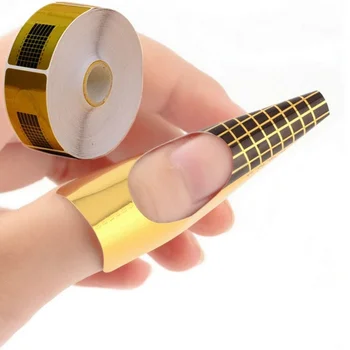 500 БРОЯ Златни Нокти Гел За Изграждане на Стикер Наръчник За Изкуството на Нокти Професионална Акрилна Форми За Нокти Ноктите на Притежателя на Хартия