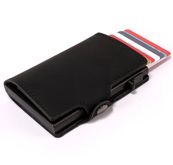 Casekey Луксозен Мъжки Портфейл Smart Mini Rfid Чантата с Изскачащ Държач За Визитки Porte Carte Credito