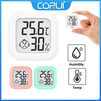 CoRui Умен Термогигрометр за помещения, Цифрова Термогигрометр по Целзий/Фаренхайт, Мини-термометър за измерване на температурата и влажността
