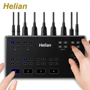 Helian Streaming Video Switcher 4 HDMI входа Заснемане на 1080P Гладко превключване За създаване на видео с няколко камери и директно излъчване