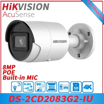Hikvision 8MP 4K IP камера Poe С вграден микрофон DS-2CD2083G2-IU IR 40 м AcuSense Фиксирана мрежова камера за видеонаблюдение