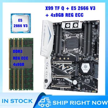 HUANANZHI TF Q X99 дънна Платка Комбинирана с Xeon E5 2666 V3 4x8 GB DDR3 ECC REG 1600 Mhz Памет X99 TF Q