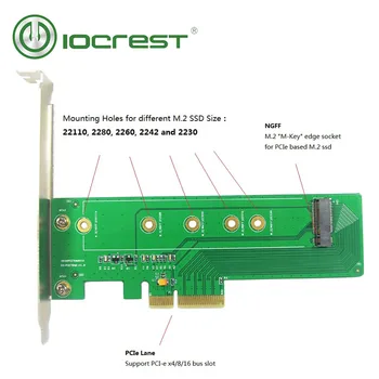 IOCREST 22 110 М 2 M ключ NVMe PCIe SSD 4,0x4 Адаптер поддръжка на карти с пълен размер, като 22110 2280 2260 2242 2230 Размер за майнинга