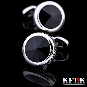 KFLK Бижута Френска Риза Модни Ръкавели за Мъжки Маркови копчета за Ръкавели, Черни Копчета Висококачествени гостите 2017 Нови Постъпления