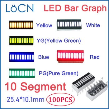 Led Дисплей Bargraph Light 10 сегментен 2510 ЧЕРВЕН БЯЛ СИН ЖЪЛТ ЗЕЛЕН одноцветный цифров клиенти модул за САМ модул Ултра Ярък
