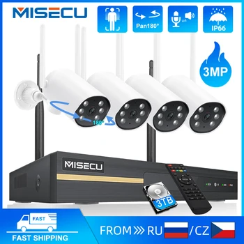 MISECU 3MP HD Безжична Камера за Видеонаблюдение Система на Двустранния Аудио Външно Видеонаблюдение Комплект 8CH NVR P2P Wifi IP Камера за Сигурност Комплект