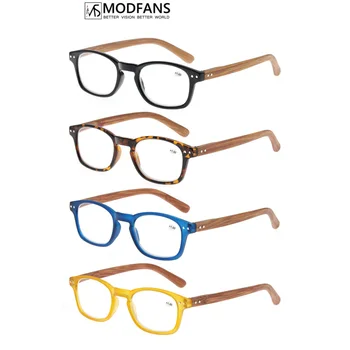 MODFANS Очила за четене Модни Дървени Извити Пантите Стилни Очила За четене Мъжки Женски Лупа Диоптър + 1,0 + 4,0