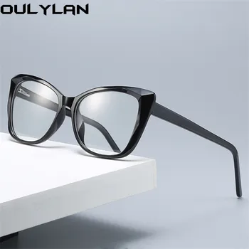 Oulylan Анти-синя светлина Рамки За Очила на Жените и Мъжете Котешко Око Рамки за очила Късогледство Оптични Компютърни Очила, Прозрачни Фалшиви Очила