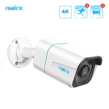 Reolink 4K PoE Външна камера с Инфрачервена Куршум за Нощно Виждане IP Камера с Откриване на човек/на Колата Аудиозапис 24/7 Запис RLC-810A