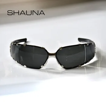 SHAUNA Анти-Синя Светлина Нитове Марка Дизайнерски Обувки Выпученные Очила Модерен Пънк Нюанси UV400