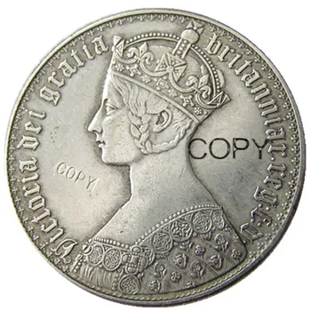 VI(01) Великобритания Виктория 1847 AR Готически 1 Crown сребърно покритие Копие монети