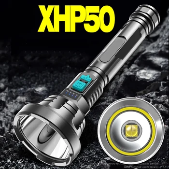 XHP50 Супер Мощен led Фенерче Тактически Фенер Вградена батерия 18650 USB Водоустойчива Акумулаторна Лампа Ултра Ярък Фенер