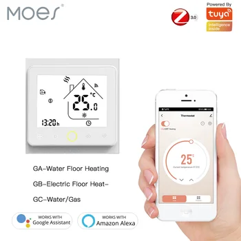 ZigBee Умен Термостат температурен Регулатор Хъб е Необходима Вода/електрическото подово отопление Водна/Газов Котел с Алекса Google Home