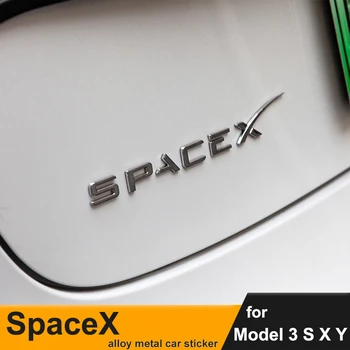 Автомобилна 3D Задната Стикер от Сплав С SpaceX с Две Двигатели Етикети за Tesla, Модел S 3 X Y Pegatinas Етикети Аксесоари Оригинален Дизайн