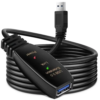 Активен удължителен кабел USB 3.0 от 5 М 10 м. с Усилване USB 3.0 Тип A За мъже и Жени удължителен кабел USB 3.0 Кабел-Ретранслатор Кабел