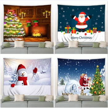 Весел Коледен Гоблен На Дядо Коледа, Снежен Човек Коледен Фон Стенно Подвесное Одеяло Празнична Украса Домашна Стенни Плат С Различни Размери