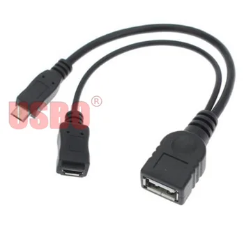 Висококачествен черен 0,1 М кабел за предаване на данни Micro USB OTG от Micro-USB към USB-A с блок захранване Micro USB
