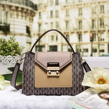 Висококачествени дамски кожени чанти 2022, Нова дамска чанта през рамо с ламперия, Луксозна Модна дизайнерска дамска чанта и чанта