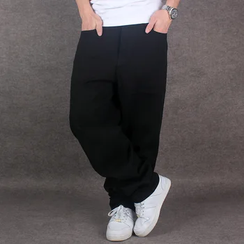Висококачествени мъжки дънки в стил хип-хоп, Маркови Свободни Мъжки Панталони за Скейтборд, 30-46, Модни Широки Мъжки Дълги дънки