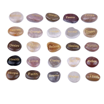 Гореща Разпродажба 25 Гравирани Вдъхновяващи Камъни с окуражителни Думи Златни Гравирано Камъни за Безпокойство Твърденията на Медитация да се Оплаквам
