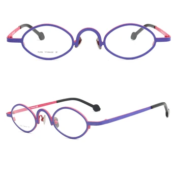 Дамски Овални Точки от Чист Титан за Жени, Леки Кръгли Очила по Рецепта, Виолетово-Зелени Очила, Ретро-Оптични Рамки За Очила