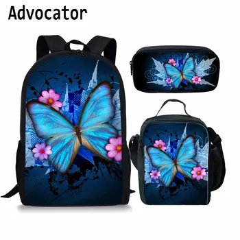 Детски Ученически раници, Модерен 3 бр./компл., Чанти за Рамо с дизайн на пеперуди, за Момичета, висококачествени Чанти за Книги