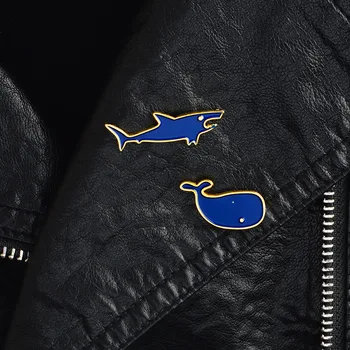 Карикатура от морски животни акула и Кийт брошка синята емайл на жени бутон детска мода бижута облекло риза раница аксесоари