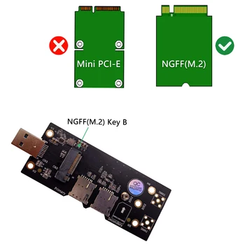 Карта за разширяване на адаптер NGFF M. 2 USB 3.0 с двоен слот за NANO SIM карта за WLAN/LTE 3G/ 4G/5G Поддръжка на модул M. 2 ключ B 3042/3052