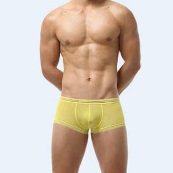 Летни Мъжки Панталони-Боксерки От Ледената Коприна, Дишащи 3D Колан-Торбички, Мъжки Тънки къси Панталони-Боксерки Голям Размер, Секси Бельо За Мъже