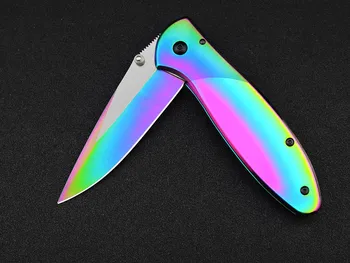 Мода Цвят на Открит Къмпинг Тактика Сгъваем Нож Оцеляването на Дивата Безопасност за Защита на Джобни Ножчета От Неръждаема Стомана EDC Инструмент