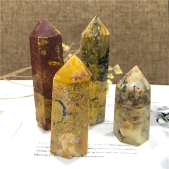 Натурален полиран скъпоценен камък яйчен жълтък камък пръчка точка кула crystal лечебни камъни за подаръци