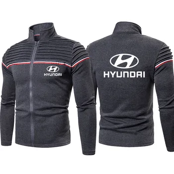 НОВИ есенни якета Мъжки с логото на Hyundai, Набръчкана раменете, Мъжки Спортно яке, блузи, Памучен ежедневната тенденция Мъжко яке с цип с