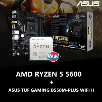 НОВИЯТ AMD Ryzen 5 5600 R5 5600 + ASUS TUF GAMING B550M ПЛЮС WI-FI II B550M дънна Платка Комплект AM4 Поддръжка на процесора за Всичко ново, но без вентилатор