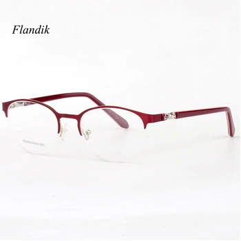Половината Очила с Метални Рамки За Очила Дамски Овални Реколта Елегантни Рамки За Очила, Оптично Рецептурная Рамки За Очила При Късогледство и Пресбиопия