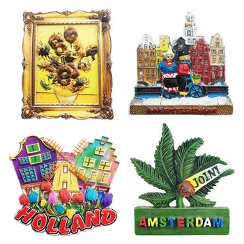 Ръчно Рисувани Улични Наем в Амстердам, Холандия 3D Магнити За Хладилник Туристически Сувенири, Магнитни Стикери За Хладилник Подарък