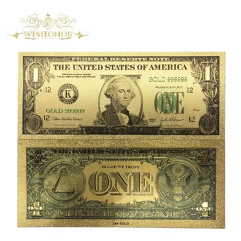 Световната Колекция на Фалшиви Пари 10 бр./лот Доларови Банкноти в САЩ 1 Долар Златна Фолио Банкнота Банкнота Валута Подаръци Безплатна Доставка