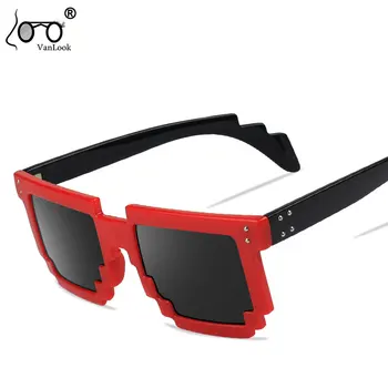 Слънчеви очила VANLOOK Женски 2020 Пикселова Очила за Мъжките Модни Очила Черно Червено